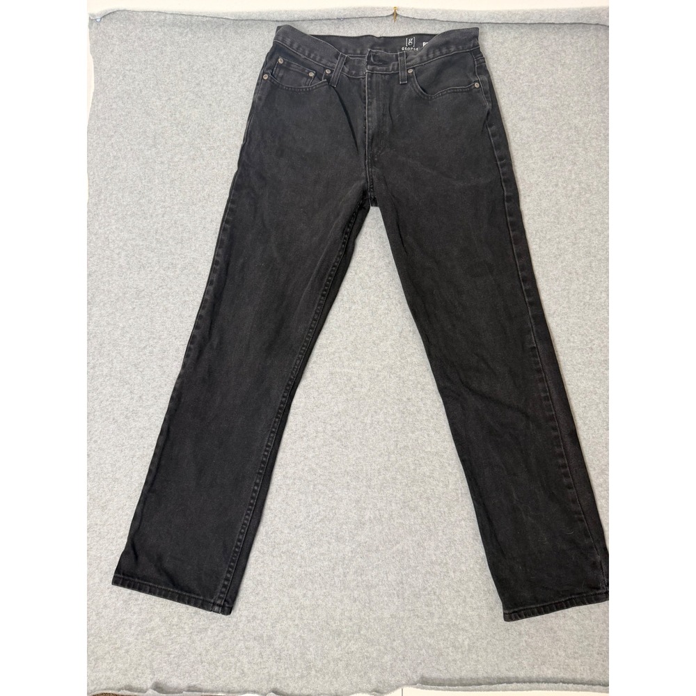 George Jeans Mens 32x32 Regular Fit Straight Leg 100% Cotton Denim Black GM08466